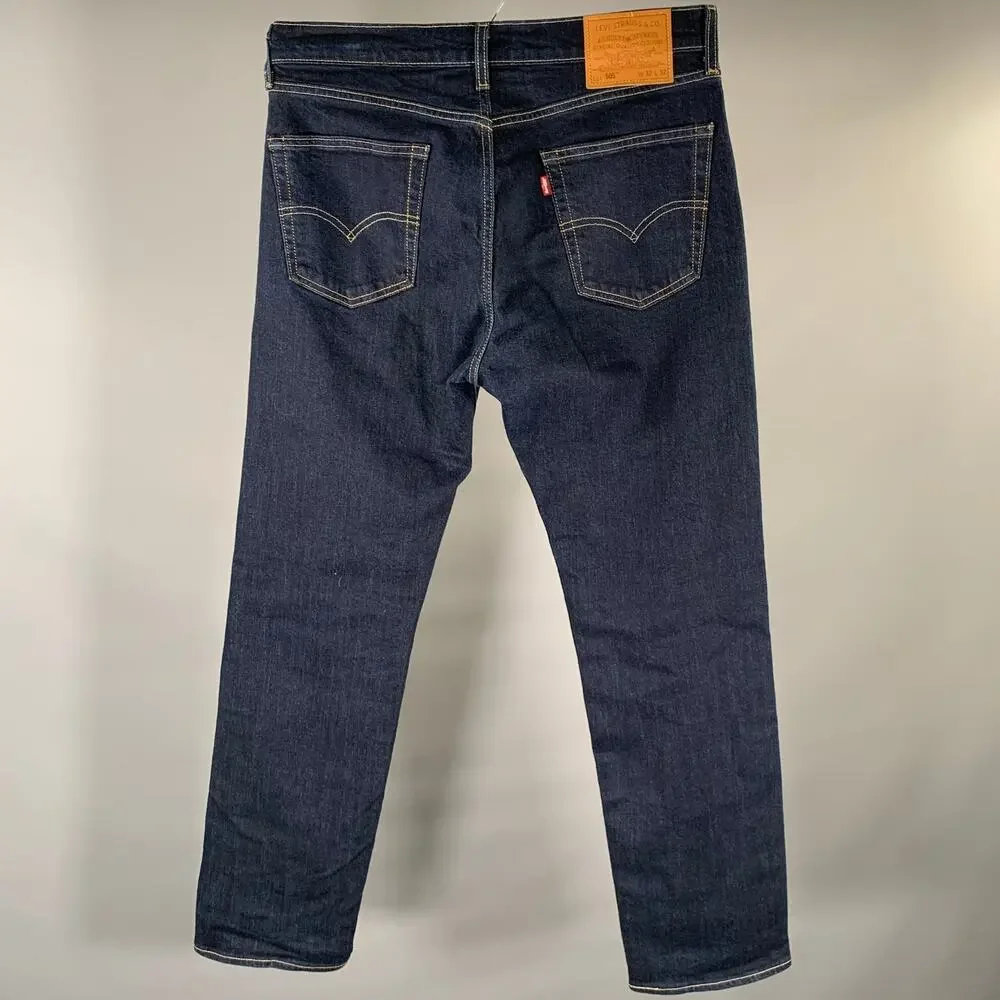 LEVI STRAUSS Size 32 Indigo Contrast Stitch Denim Straight Jeans